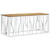 Coffee Table In Silver Stainless Steel and Solid Acacia Wood