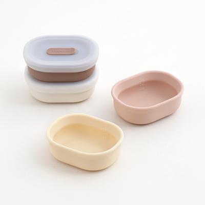 Tackaon 1.2.3 Tigela de cobertura infantil para comida de bebê, utensílios de mesa de silicone para bebê, recipiente de armazenamento, tigela autodirecionada