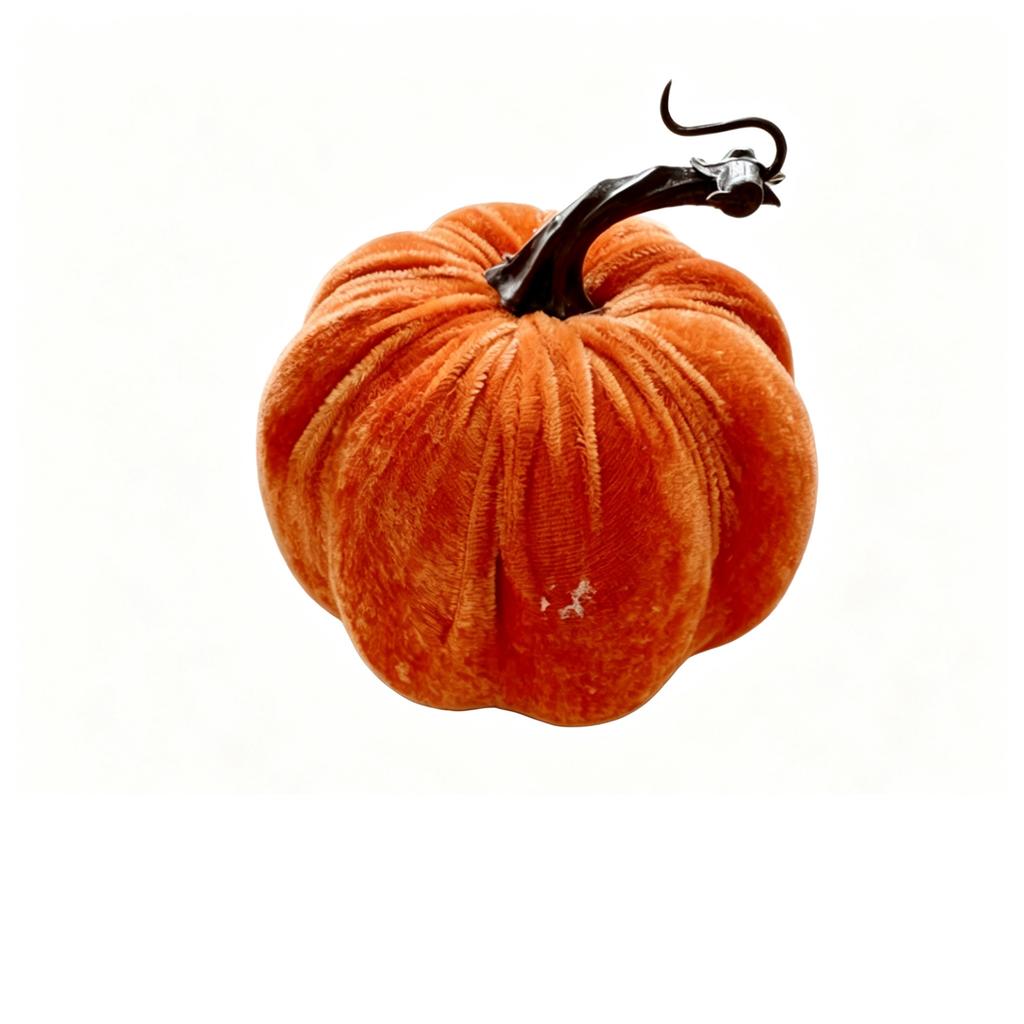 Halloween Velvet Pumpkin 13 Inch Decoration for Fall Home Accents