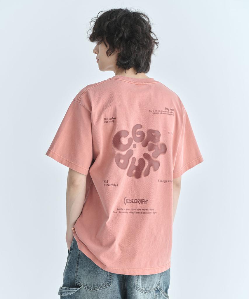 CGP Round C.Graphy Pigment Big Oversized Short Sleeve T-Shirt - Coral