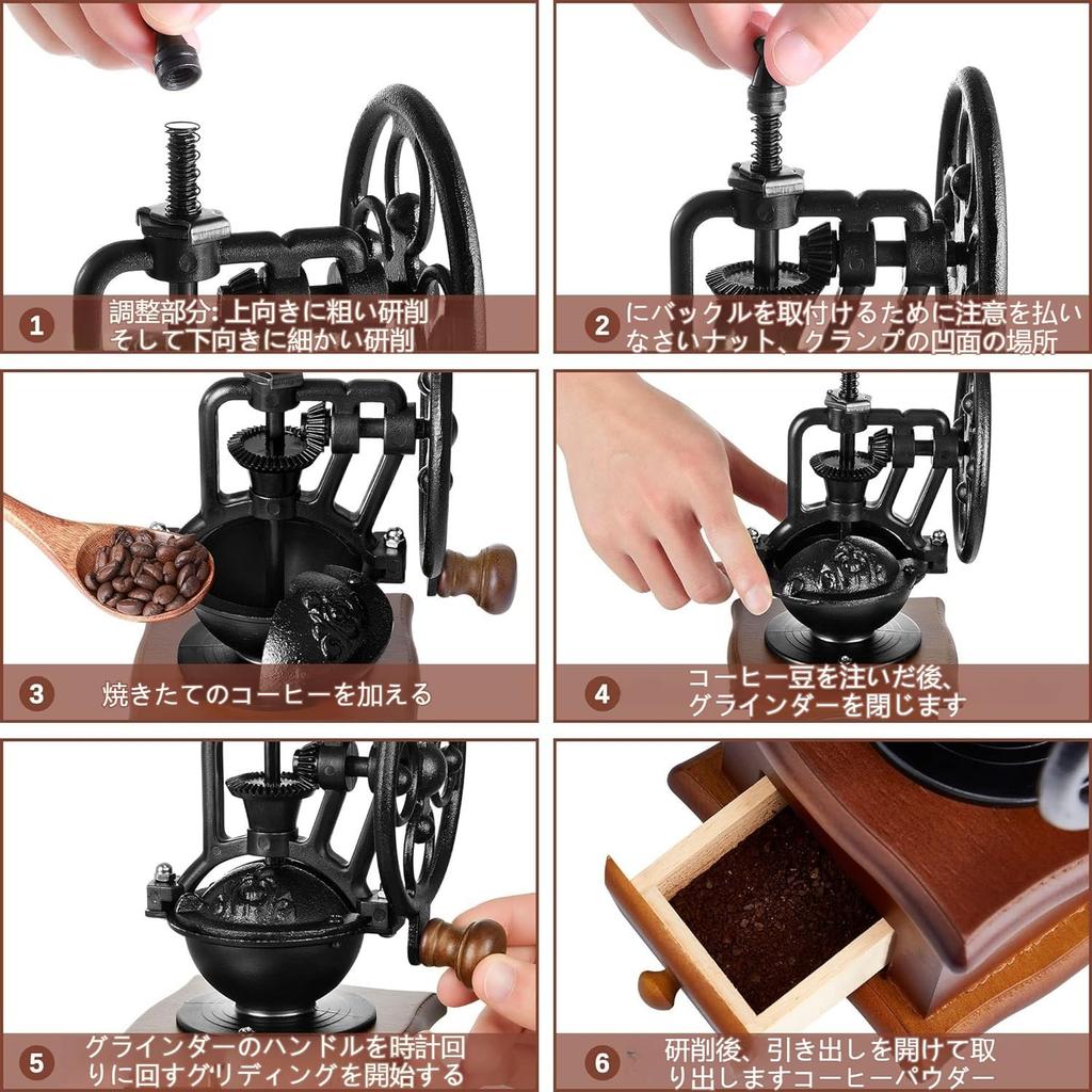 ESTVLB Wooden Coffee Mill, Antique Style, Manual Coffee Grinder with Ceramic Mortar, Adjustable Grind Size, Easy To Clean, Perfect for Cafes and