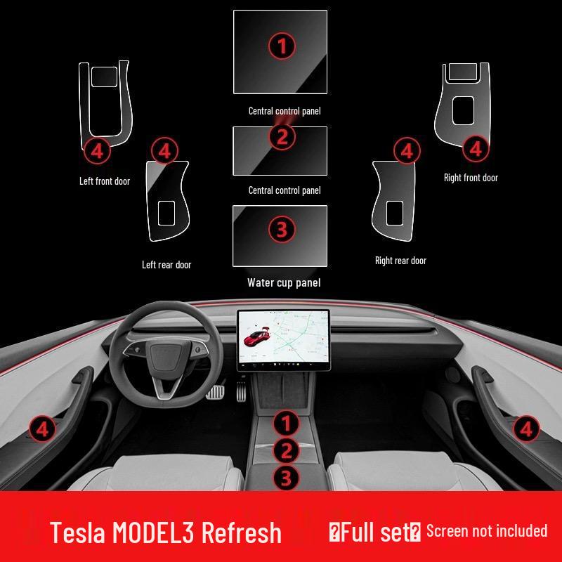 Tesla Model 3/Y Interior Protective Film for Center Console, Navigation & Gear Shift