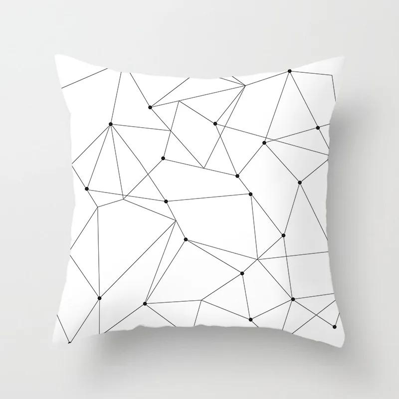 Geometric Cushion Cover Black and White Pillow Case Cover Striped Dotted Pillowcase Grid Triangular Geometric Cushion Cover