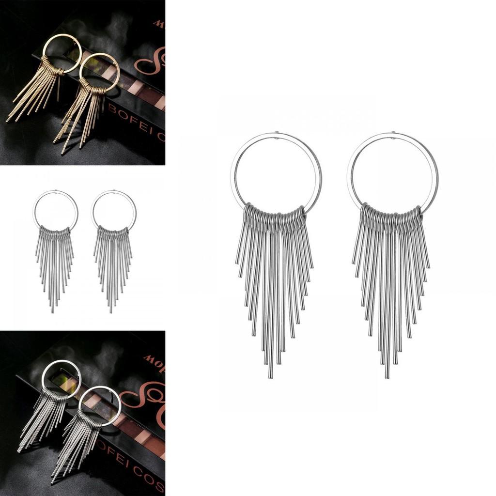 Fashion Creative Alloy Tassel Earrings For Women Geometric Shape Jewelry