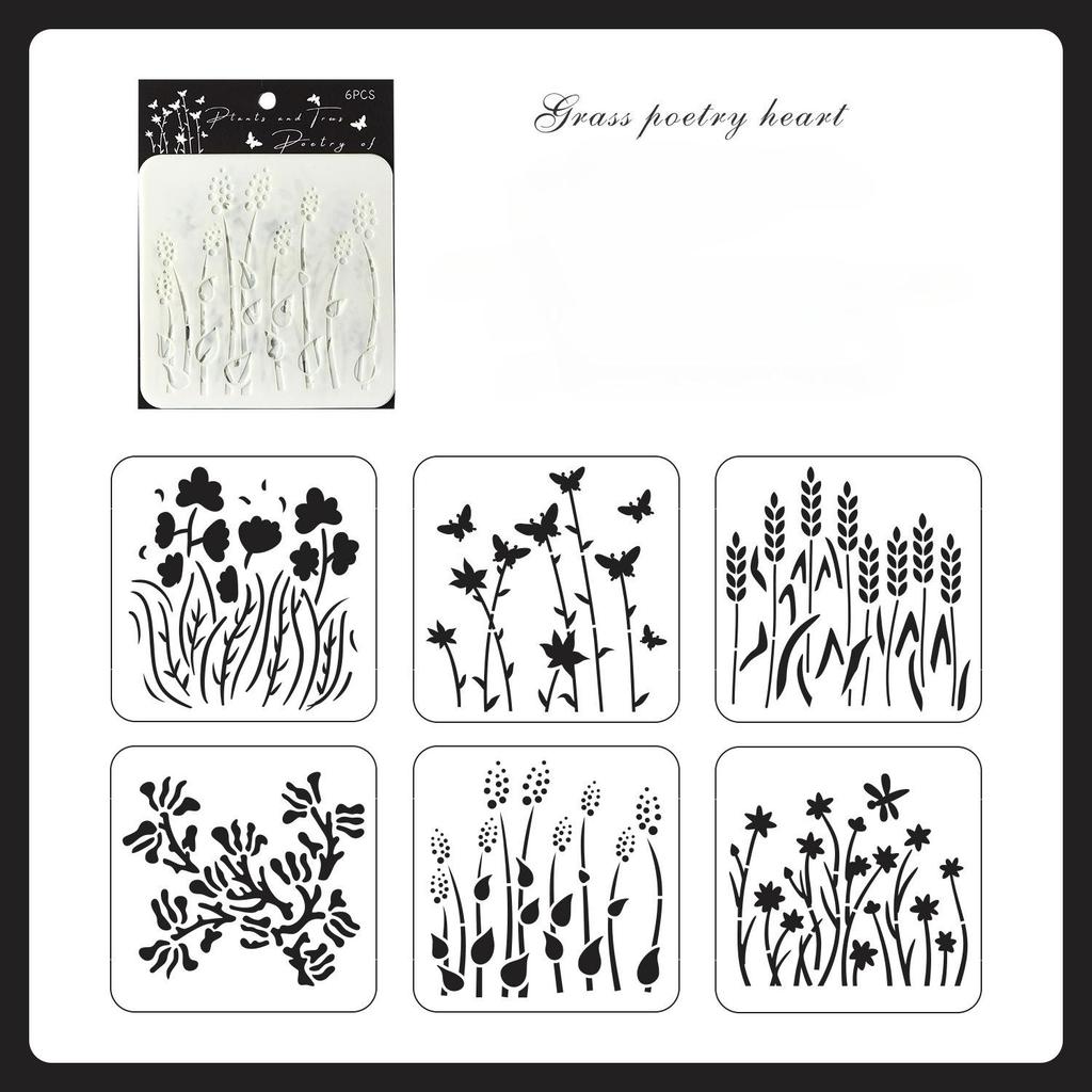 6 Stück/Set Florale Schmetterlings-Schablonenvorlagen für Scrapbook Wand Kleines Kreatives Design DIY Deko-Schablonen zum Malen und Dekorieren
