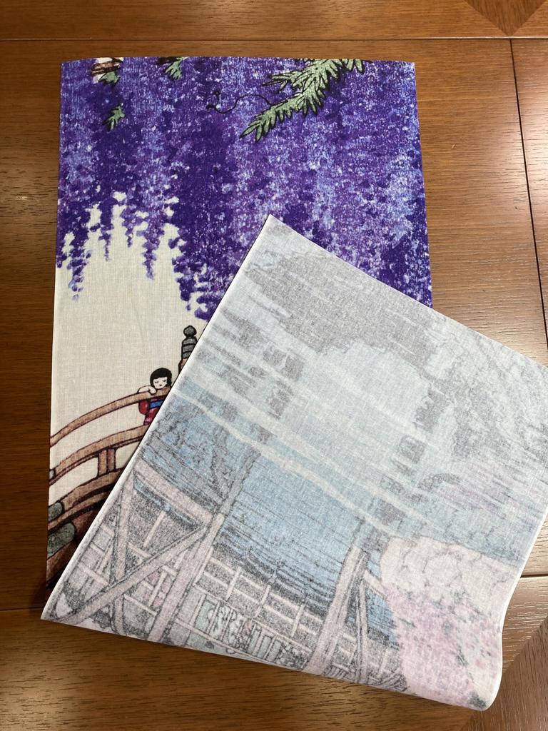 hand towel of by Kawase Hasui Ukiyo-e "Wisteria Kameido"