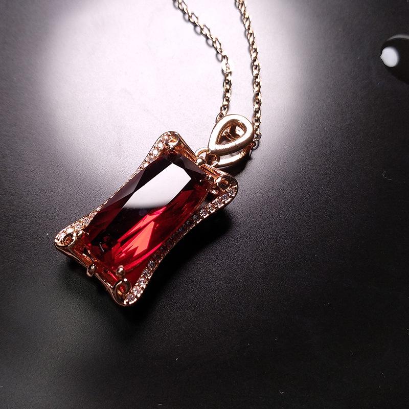 Luxury Tourmaline Pendant Necklace with Pigeon Blood Red and Sapphire Accents