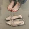 Spring and summer new beautiful pointed single shoes women's flat bottom bow empty bag head sandals