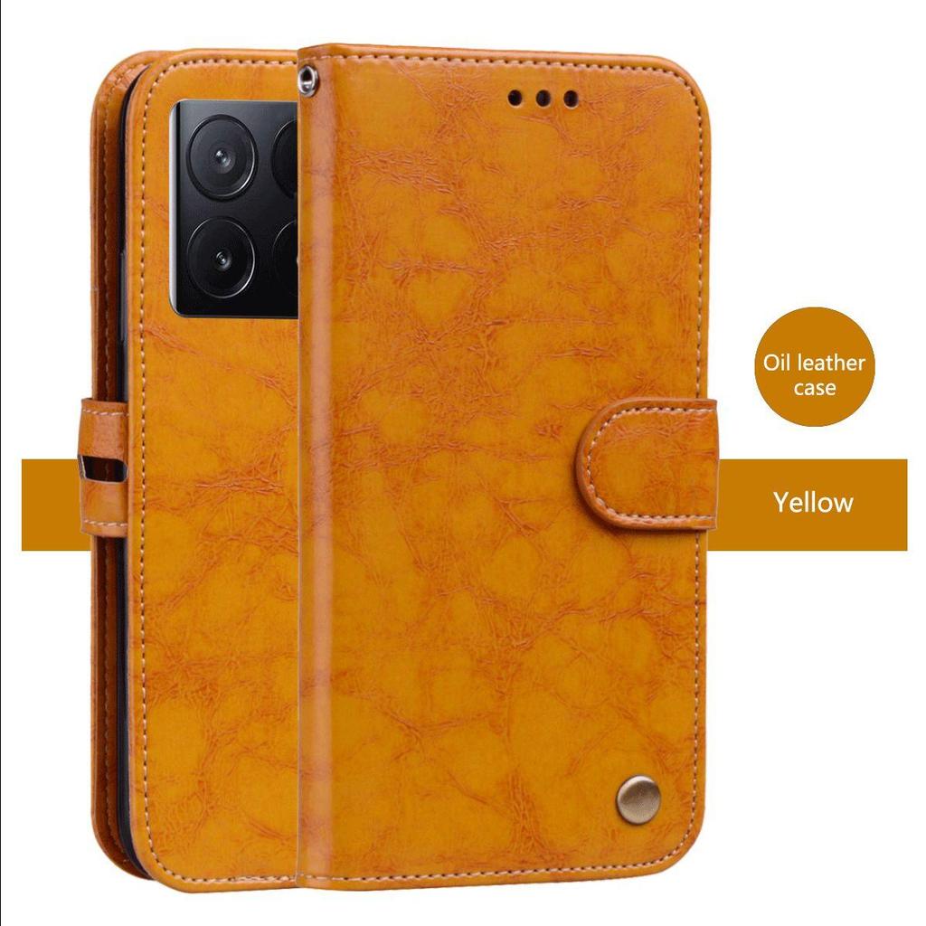 Vintage Crazy Horse Texture PU Leather Flip Wallet Phone Case for Xiaomi POCO X6 Pro 5G Card Holder Kickstand Shockproof Protective Cover