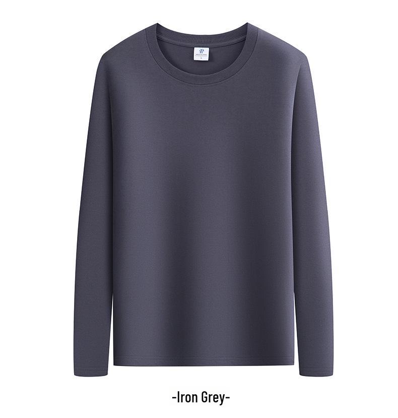 Men's Solid Color Xinjiang Cotton Long-Sleeve Heavyweight T-Shirt for Autumn