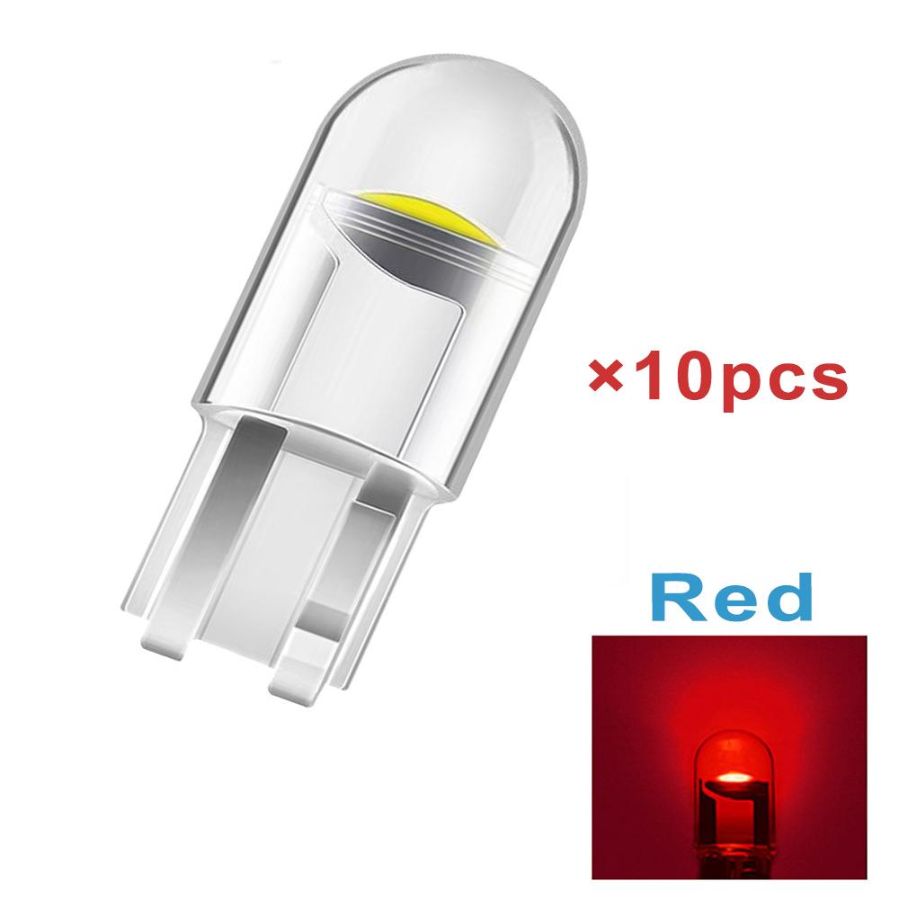 10PCS Car LED COB Bulb T10 W5W Signal Light 12V 6500K White Auto Interior Dome Reading License Plate Lamps Wedge Side Bulbs