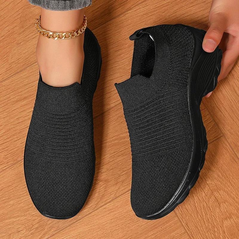Women s Fashion Knitting Sock Sneakers Ultra Breathable Flat Walking Shoes Walks Casual Outings Non Slip Platform Women Shoes 36
