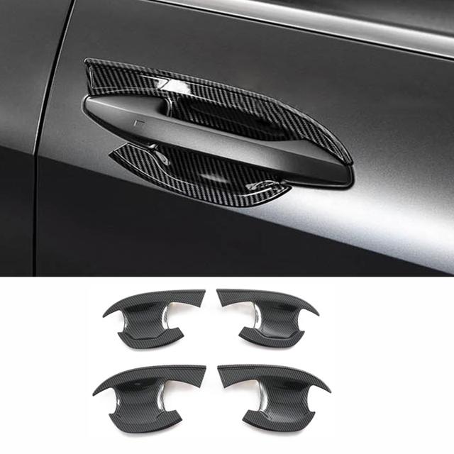 For Kia Sportage NQ5 Carbon Fiber Side Door Handle Cover Door Bowl Trim Protector Garnish Sticker Accessories