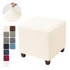 1Pc Solid Jacquard Ottoman Slipcover Square Stool Cover Elastic Sofa Chair Footrest Cover Bedroom Footstool Case For Living Room