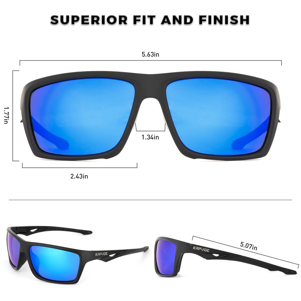 Lunettes de soleil polarisées Kapvoe Mode Sports d'extérieur Lunettes UV400 Lunettes de camping pêche Lunettes de randonnée course à pied pour hommes Cycl