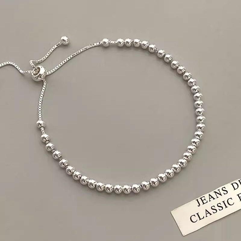 925 Silver Bead Bracelet For Women Korean Fashion Adjustable Luxury Jewelry Original Designer Beaded Bracelet