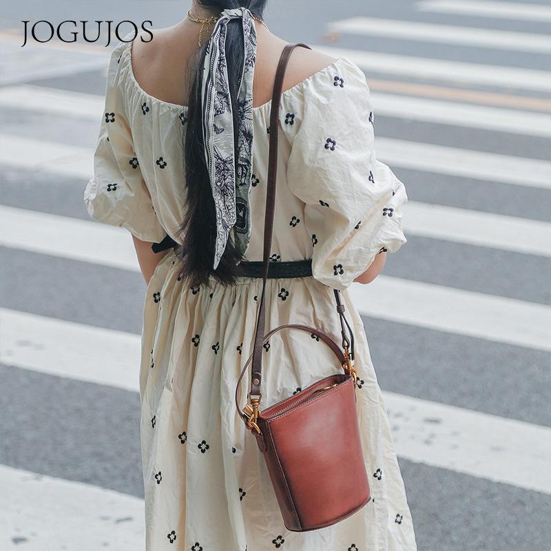 

JOGUJOS новая кожаная сумка через плечо многофункциональная сумка из кожи растительного дубления женская нишевая дизайнерская сумка через плечо