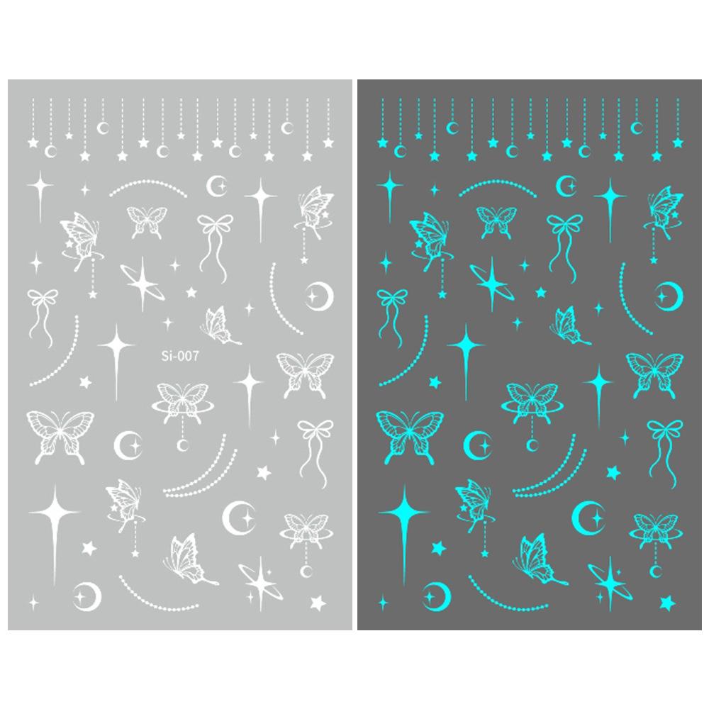 2026 Luminous Green & Blue Nail Stickers for Professional Salons - White-Enhancing Style