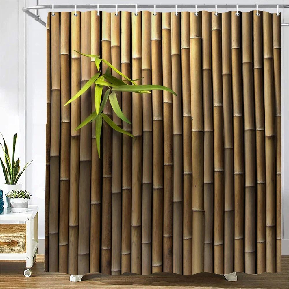 Retro Old Brick Wall Plant Printing Fabric Waterproof Shower Curtain Bathroom Curtains Bathtub Decor Bath Screen with 12 Hooks
