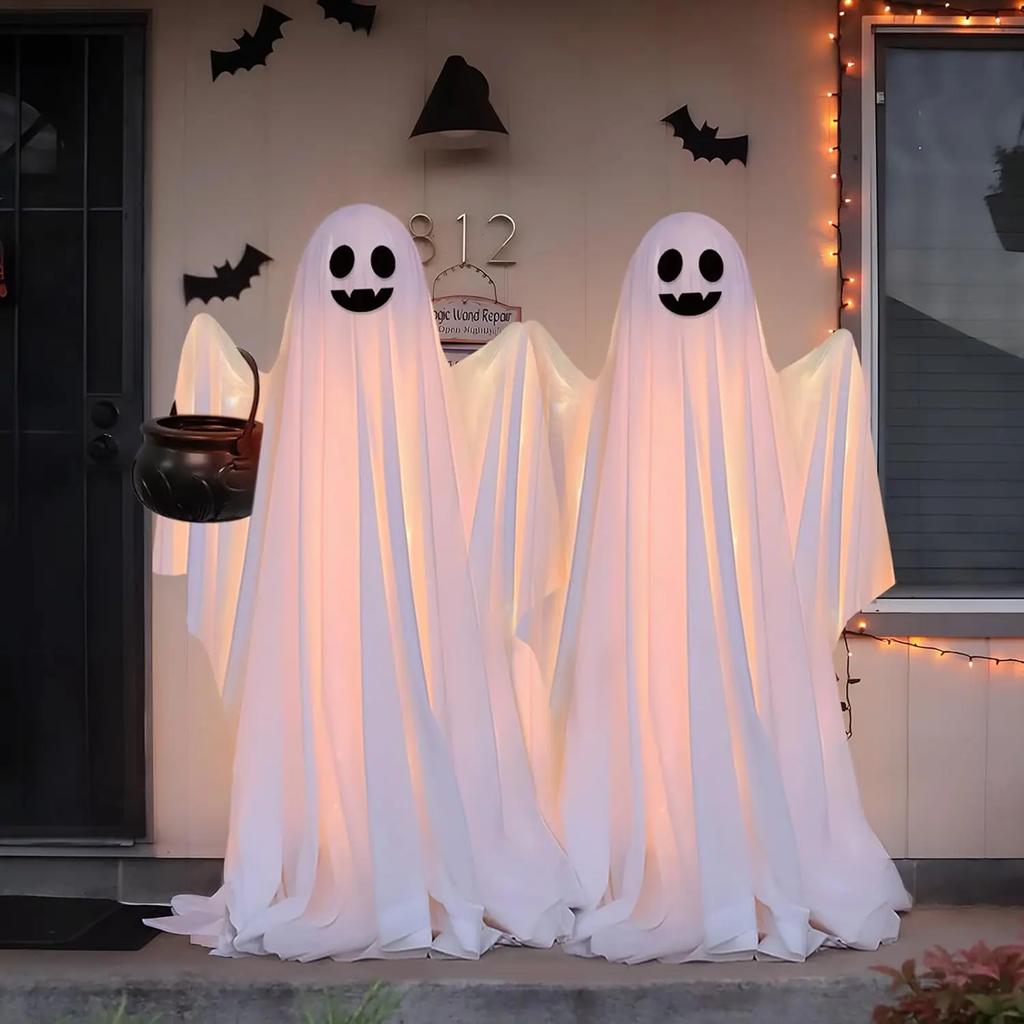 Straszny Świecący Duch Dekoracja Halloweenowa Stojący Fantoom na Zewnątrz na Trawnik Podwórko Ścieżkę Dom Nawiedzony Akcesoria Imprezowe i Dekoracje DIY