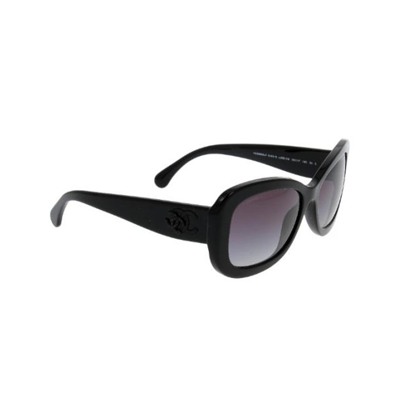 Chanel Letter Logo Design Irregular Sunglasses Women's Black