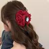 1pc Gentle Lace Rose Flower Hair Clip, Elegant French Hair Clip, Back of the Head Bun Shark Clip, Half-up Hair Clip