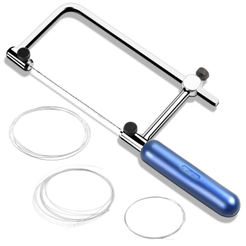 HttDog Diamond Wire Jigsaw, Ultra-Fine, for Cutting Glass, Metal, and Stonework, Manual, with Replacement Blades, 0.15mm, 0.25mm, and 0.35mm, 1m Each