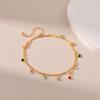 Gold Plated Double Layer Snake Chain Anklet With Dangling Multicolor Round CZ Charms