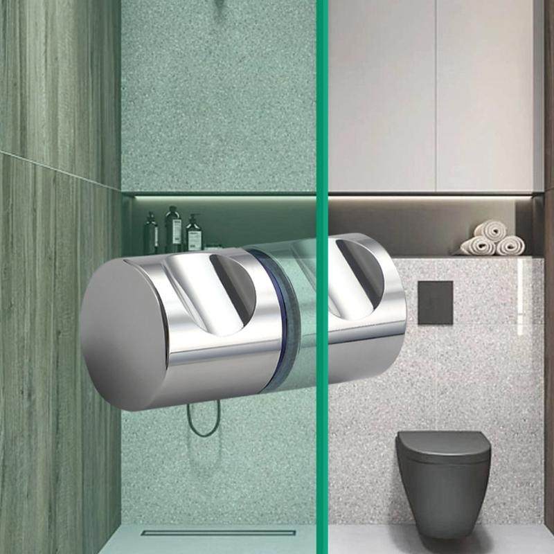 Pack of 2 Stylish Contemporary Glass Door Handles Aluminum Alloy Materials Bathroom Accessory for Wet Environment