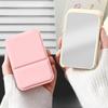 1PC Cute Portable Personal Makeup Mirror Solid Color PU Leather Foldable Makeup Mirror Handheld Compact Pocket Mirror Home