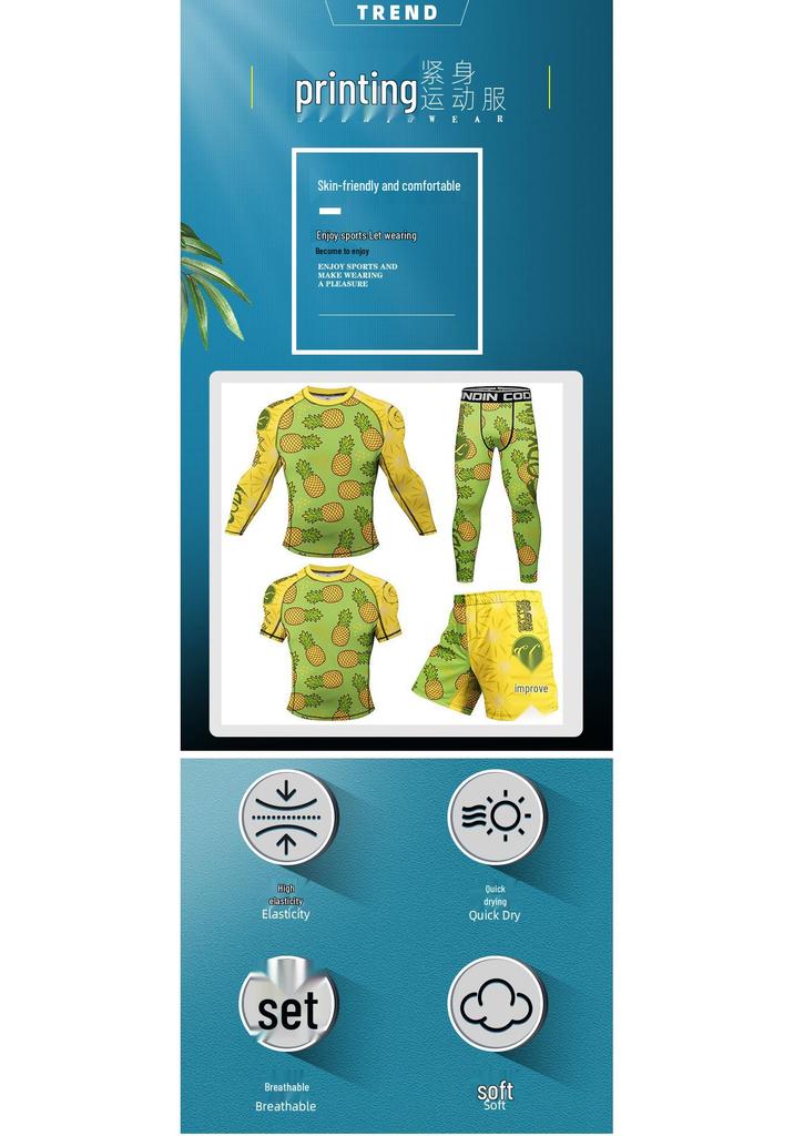Men's Quick-Dry Fitness Compression Suit: 4-Piece Set for Running and Outdoor Activities
