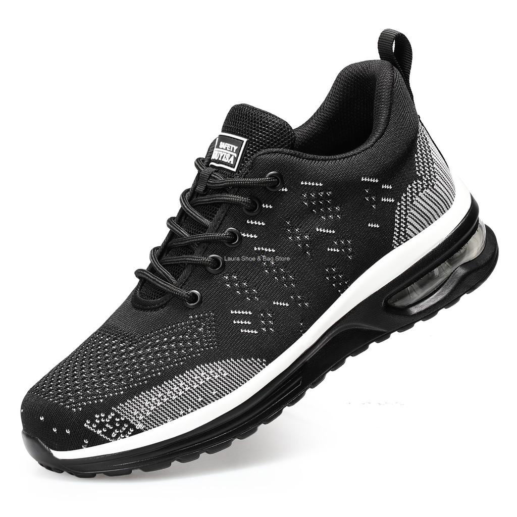 Mode Anti-Smash Sicherheitsschuhe Herren Stahlkappe Sneaker Luftpolster Sport Arbeitsschuhe Männlich Bauarbeit Sicherheitsstiefel Männlich Atmungsaktiv