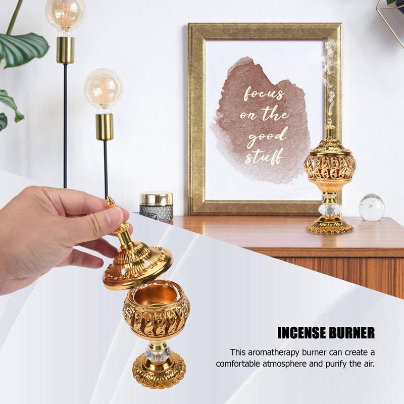 Incense Burner Incense Bakhoor Charcoal Incense Burner Metal Arab Censer Desktop Decor For Incense Sticks Cones