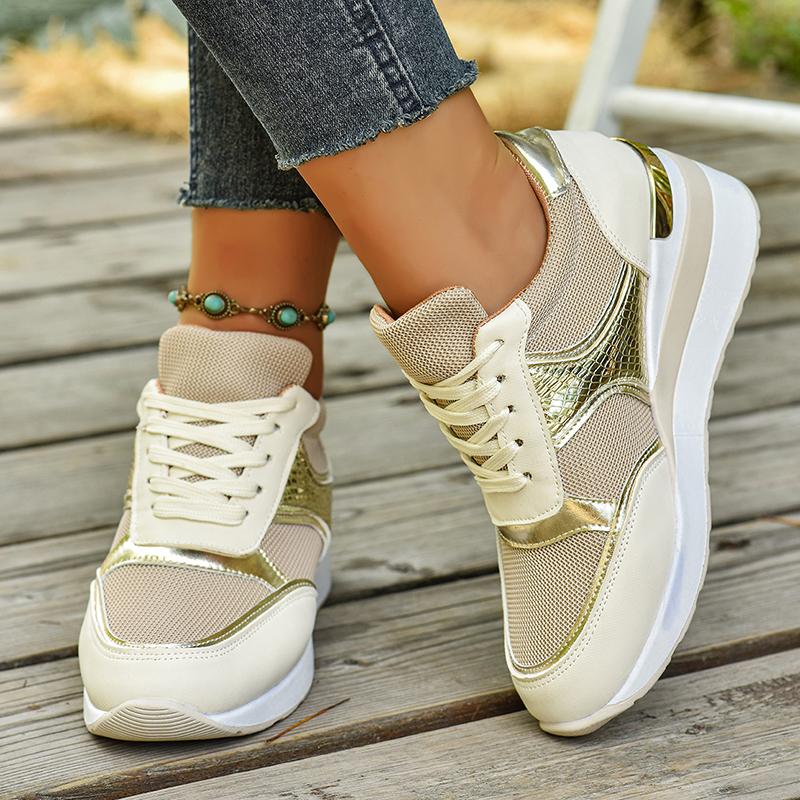 Women's Lightweight Wedge Sneakers Fashion Lace Up Non Slip Running Shoes for Women Casual Comfortable Walking Shoes Plus Size