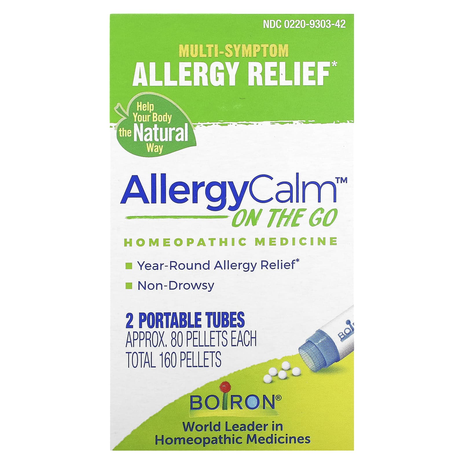 

Boiron, AllergyCalm portable, 2 tubes, 2 pellets, 80 tablets each