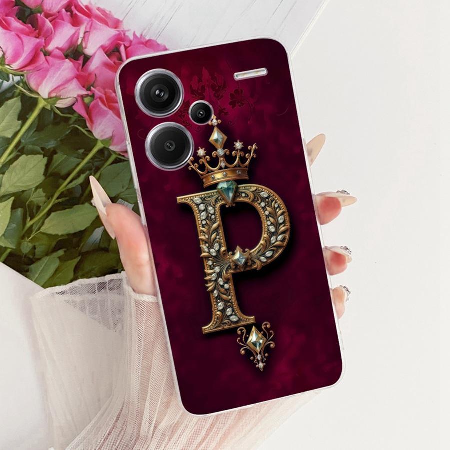 For Xiaomi Redmi Note 13 Pro Plus Case Initial Letter Silicone Protective Soft Back Cover For Redmi Note13 13Pro 5G Phone Fundas