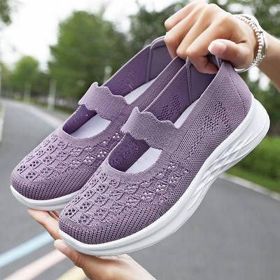 Dameszomer schoenen fly-geweven holle mesh schoenen instappers oude Beijing doek schoenen moeders schoenen ademende enkele schoenen