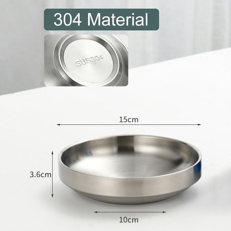 Flat 201/304 Stainless Steel Dish Plate Cooking Noodles Bowl Thickened Dinner Plate Seasoning For Kitchen Restaurant Tableware