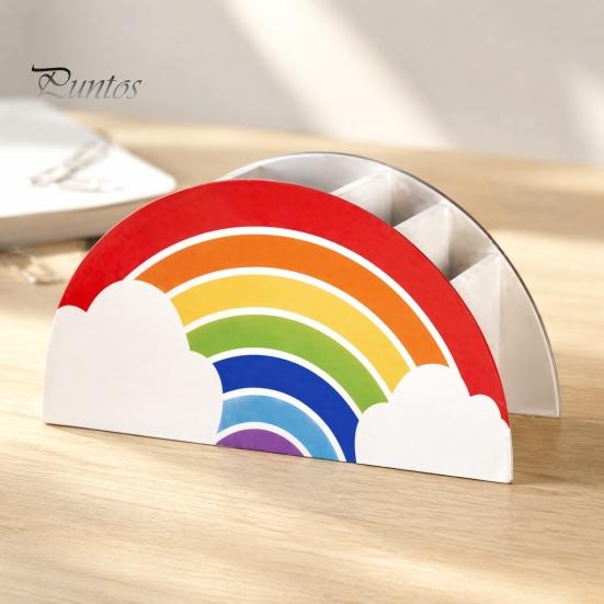 Back to School Stationery Supplies Wooden Rainbow Pencil Holder, Cute Desk Organizer, Office Art Supply Classroom Organizer for Kids, Teacher