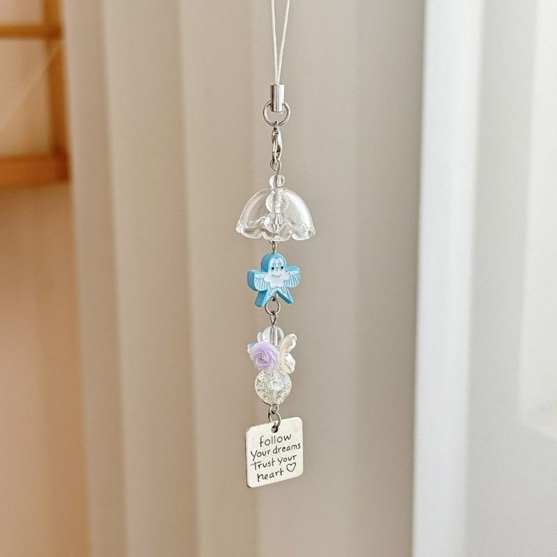 Artistic Kite and Wind Bell Camera Keychain Musical Mobile Chain Resin Craft Ornament For Phone Keys Accessories