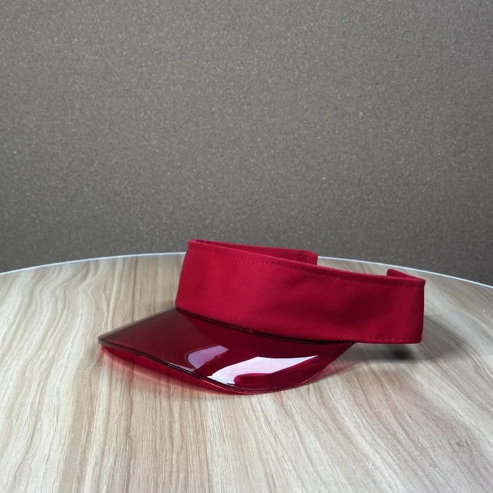 Fashion UV Protection Leopard Print Visor Cap Sunscreen Solid Color Transparent Hollow Hat Adjustable Cool Sun Hat Hiking