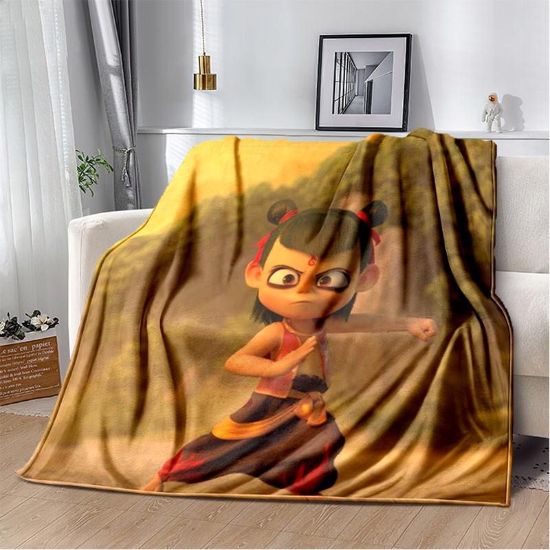 Nezha Flannel Office Student Nap Blanket: Winter Air Conditioning Sofa Picnic - Soft and Cozy Shawl Wrap