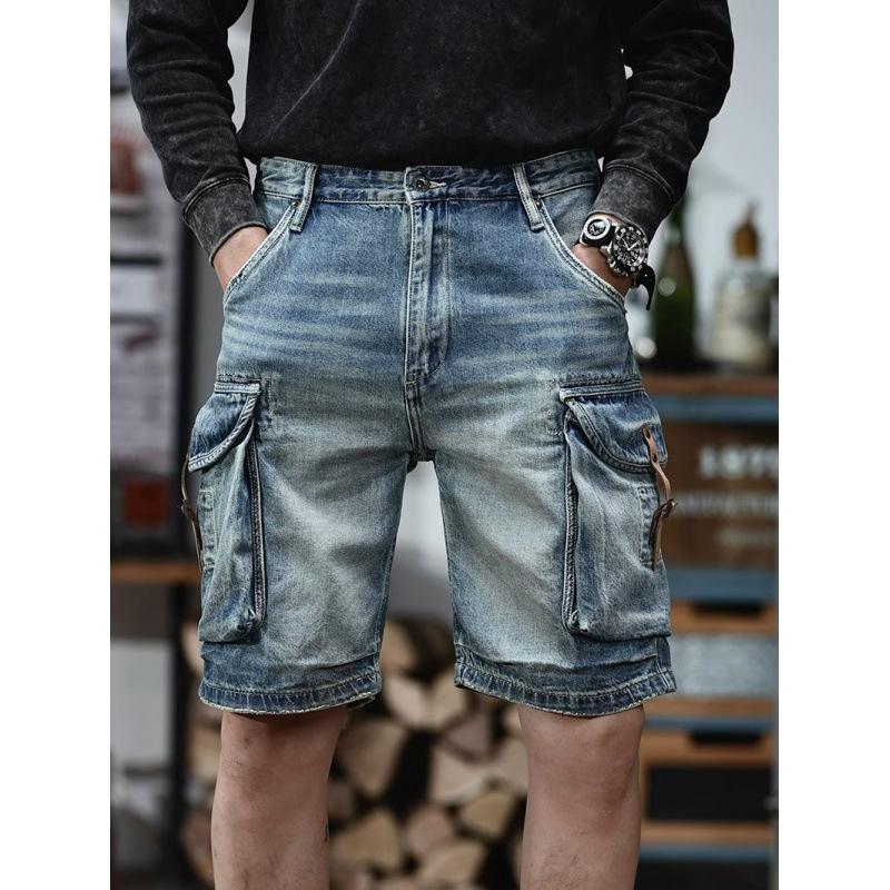 

JYL Men s Bootcut Jeans American Blue Vintage Winter Deconstructed Loose Cargo Denim 2XL бурштин
