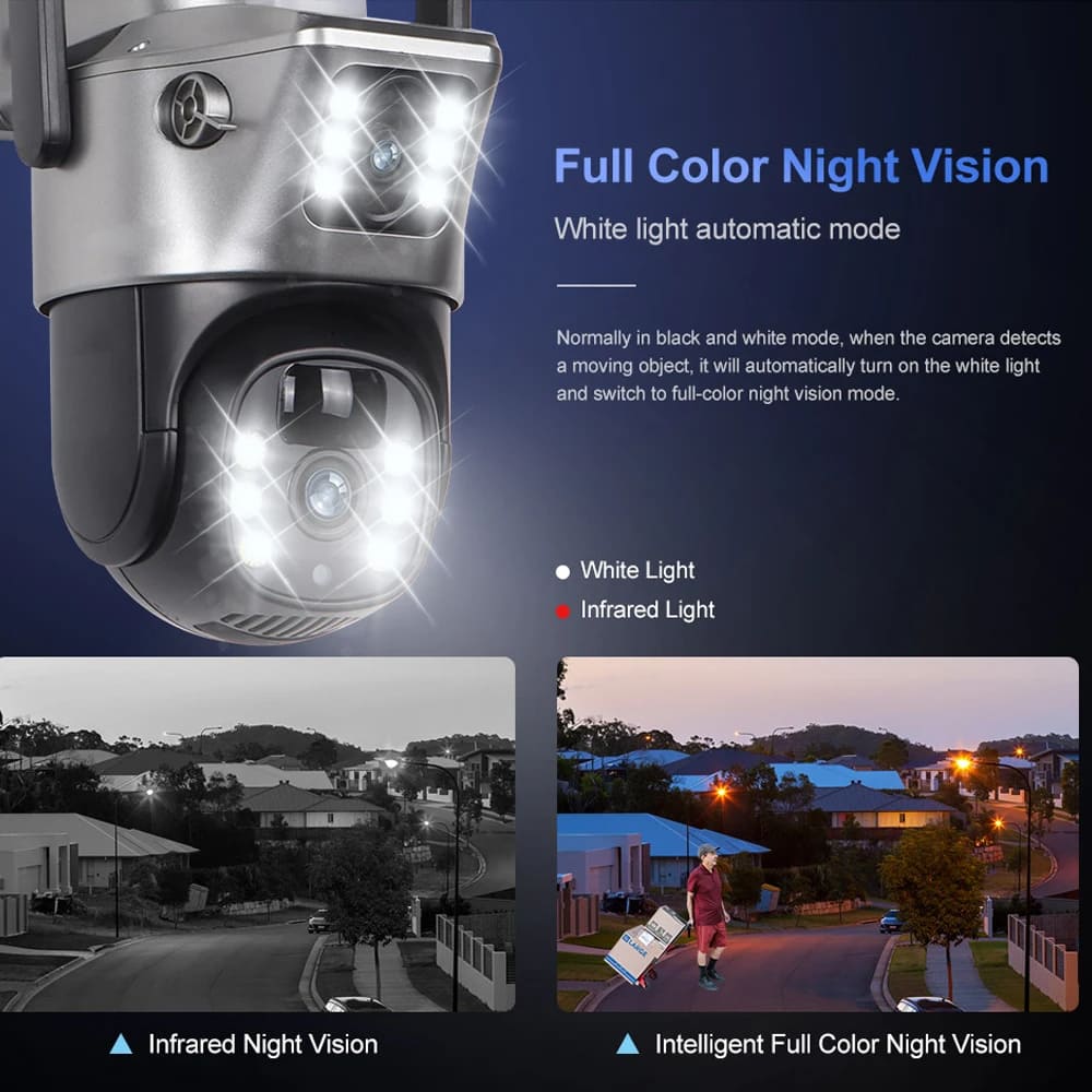 Nowa kamera 4K 8MP Solar 4G/WiFi Dual Screen Outdoor Wireless PTZ Dual Lens Security Protection Automatyczne śledzenie CCTV Monitoring Kamery