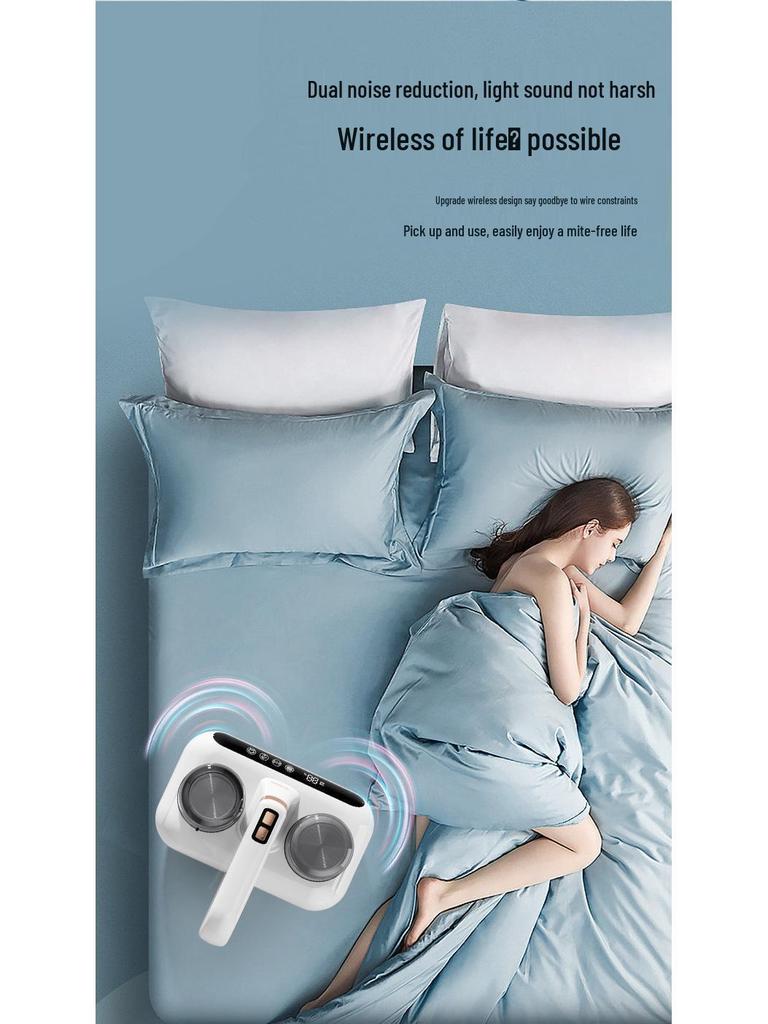 Dual-Cup Ultrasonic UV Bed Mite Remover with Wireless Vacuum