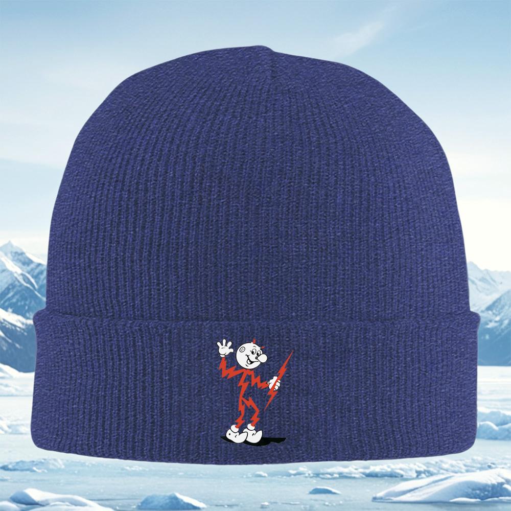 Cartoon Man Holding Lightning Bolt Men Women Unisex Knitted Hat Beanie Pullover Cap Winter Thermal Warm Christmas Outdoor Cyclin