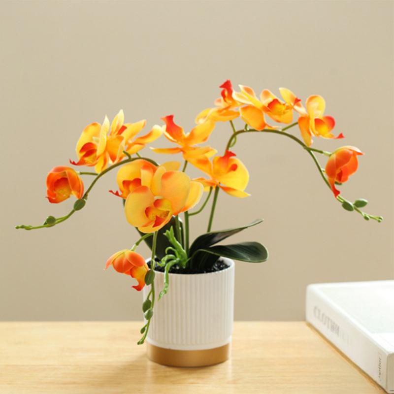 3 Köpfe Künstliche Schmetterlingsorchidee Bonsai Simulation Gefälschte Topfpflanzen Für Zuhause Schlafzimmer Wohnzimmer