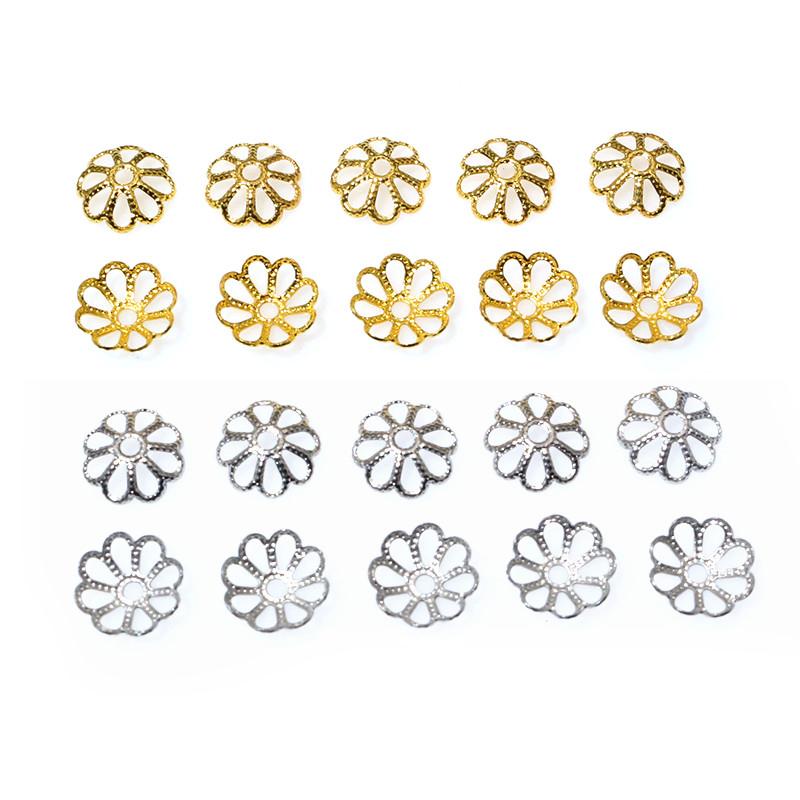 50pcs Stainless Steel Flower Beads Caps Spacer Bead End Caps DIY Jewelry Making Findings For Necklace Bracelet Accessories