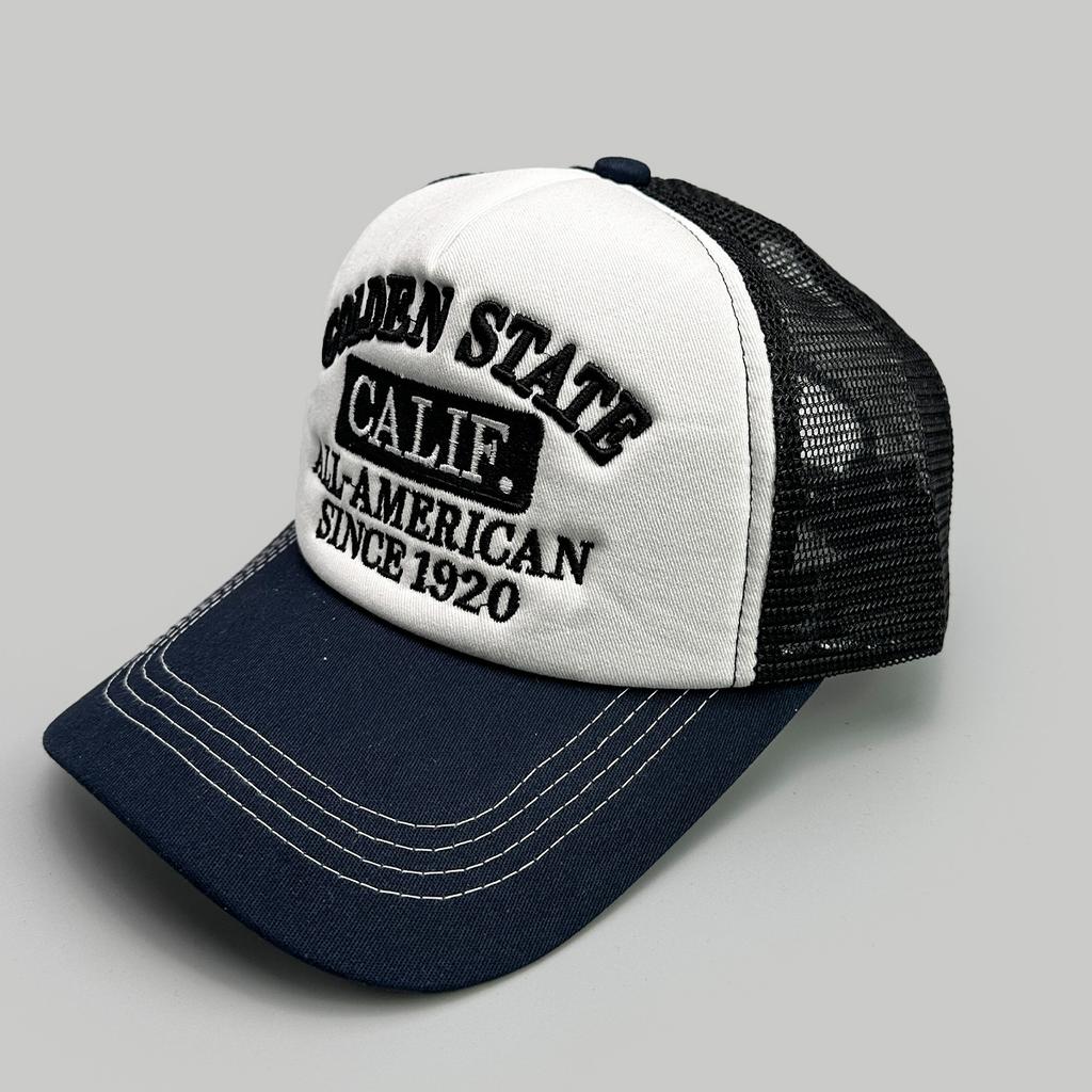 Hip Hop Mesh Letter Embroidered Baseball Cap Men'S And Women'S Shade Contrast Color Street Fruit Truck Hat