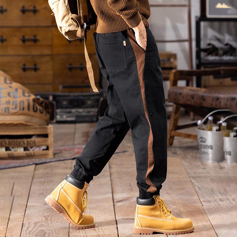 

Мужские брюки Харлан Свободные Брюки Кэжуал Осень и Зима Контрастные Брюки Комбинезон Мужские Брюки Контрастного Дизайна 4XL recommends 191-110kg чёрный